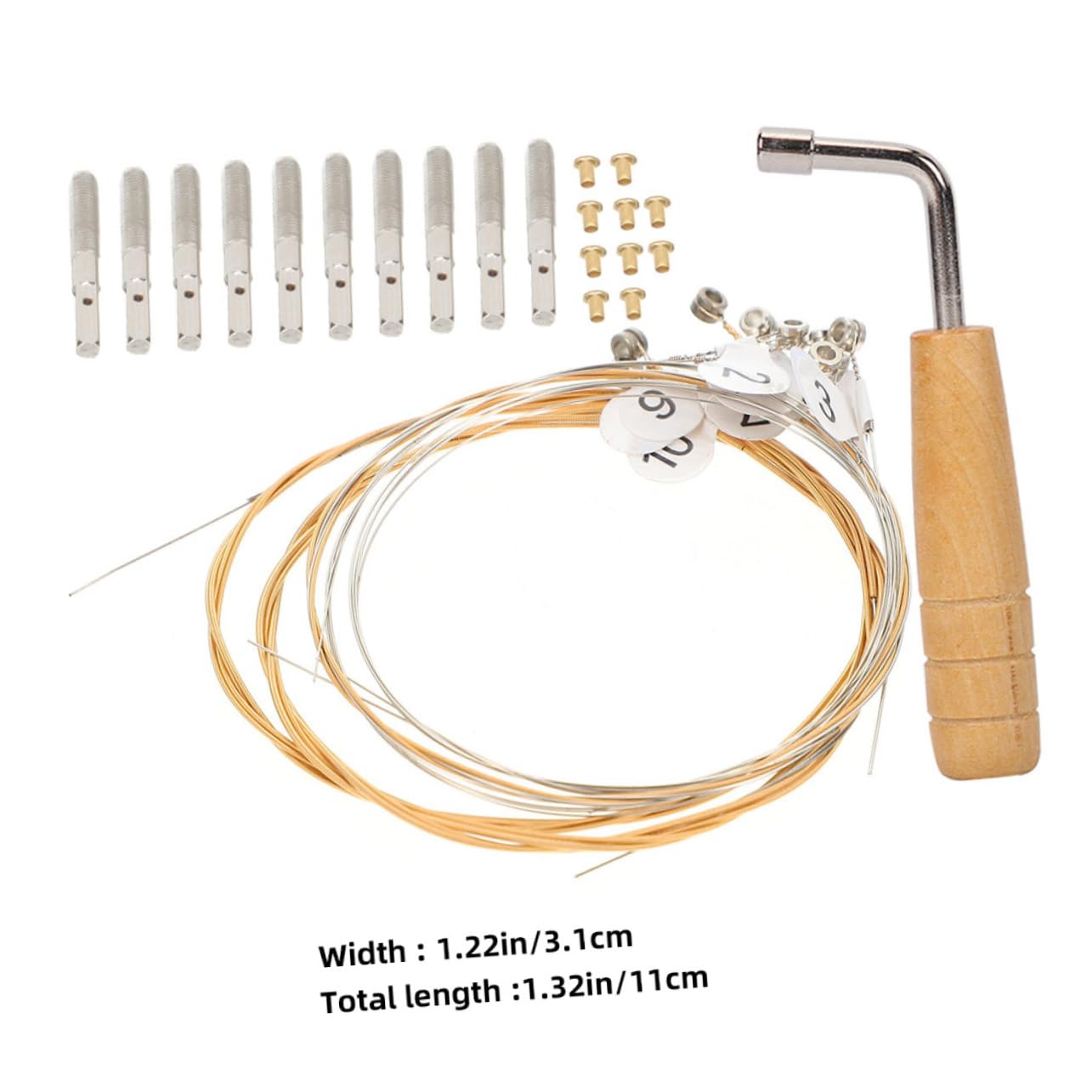 Garneck 1 Set Durable Lyre String Replacement Strings Nails Tuning Wrench for Precise Tuning and Enhanced Resonance for Music Instrument Enthusiasts
