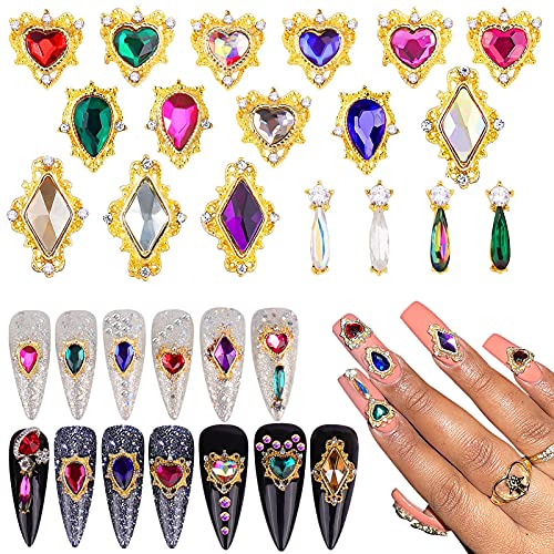 Cadeya Nail Charms, 54 Pcs Rhinestones Nail Charms 3D Nail Charms for Nails Art Decoration Supplies (Gold Alloy) Cadeya Nail Charms, 54 Pcs Rhinestones Nail Charms 3D Nail Charms for Nails Art Decoration Supplies (Gold Alloy)
