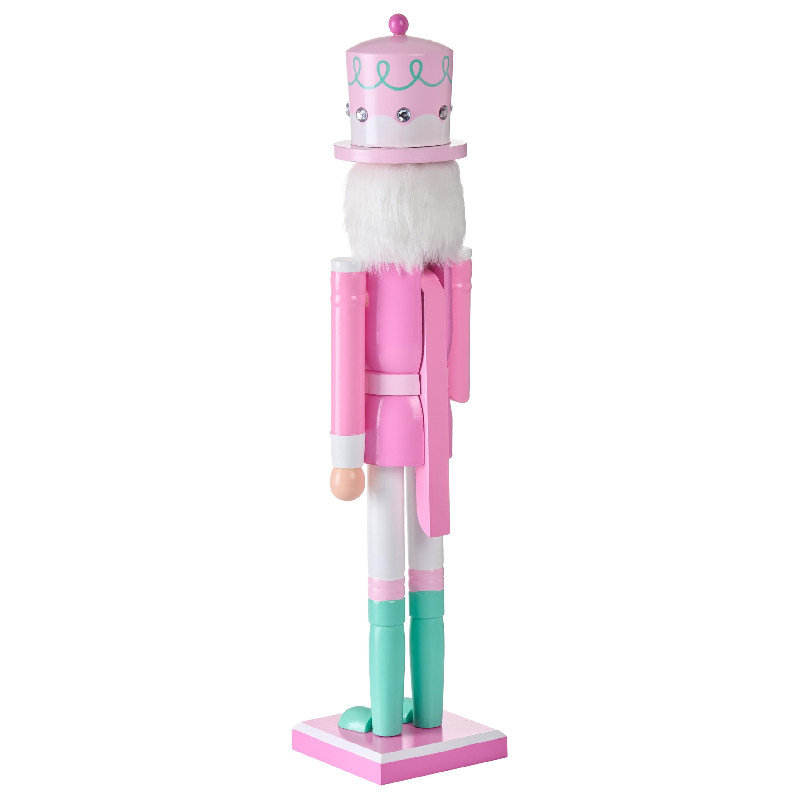 Beliani Figurine en Forme de Casse-Noisette en Bois de Pin Accessoire Décoration de Noël Fait Main Rose Dalalven
