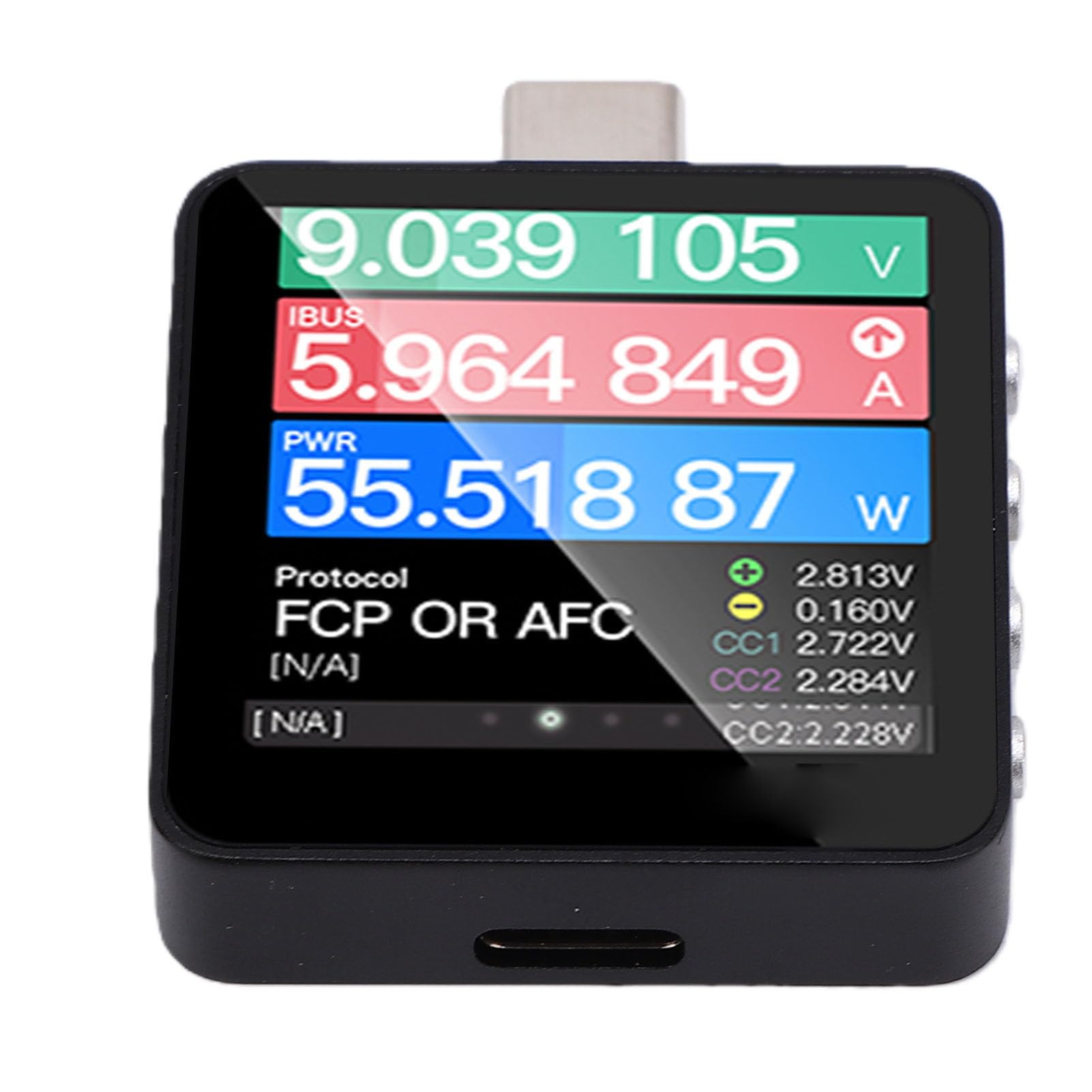 USB C Szybki Tester Ładowania z 1.54-calowym Ekranem IPS i 20-bitowym Miernikiem Napięcia/prądu ADC do Diagnostyki ładowarek PD3.1, QC5.0, IOS 140W.