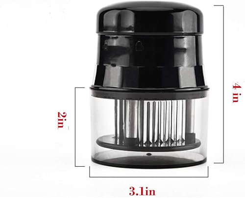 Miniatura 2 de Ablandador de carne, ablandador de acero inoxidable de 56 agujas para ablandar carne de res, pescado y aves de corral, negro