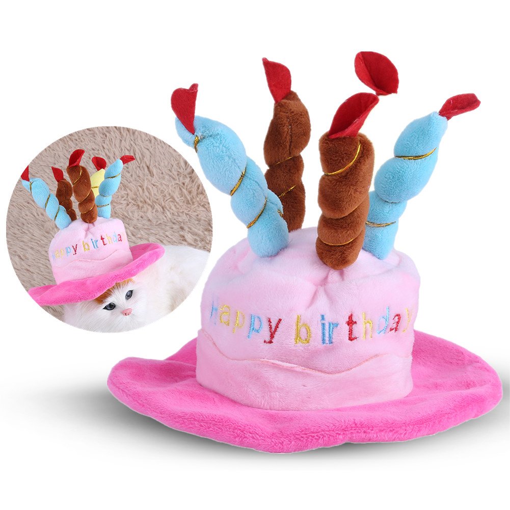 Happy Torta Cappello Per Cane Gatto Da Compleanno Pet Costume Da Compagnia Cappello Da Compagnia Per Animale Domestici Funny Dress Up Party Pet(rosa)