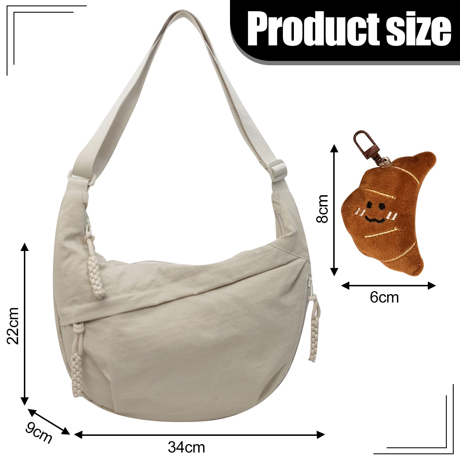TYXHXTF Bolso de Media Luna para Mujer, Bandolera con Correa de Hombro Ajustable, para Viaje, Compras, Escuela, Oficina