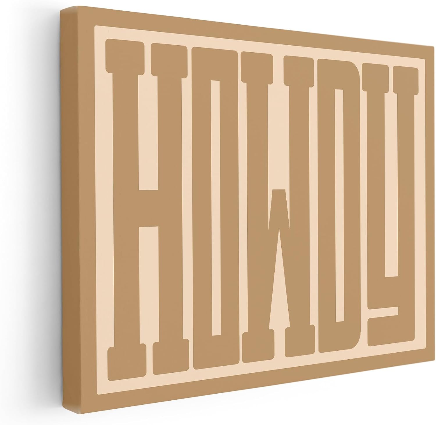 Poster Master Howdy Canvas - Retro Beige Typography Print - Wild West Art - Gift for Men & Women - Western Art - Minimal Decor for Office, Dorm or Living Room - 8x10 STRETCHED Canvas