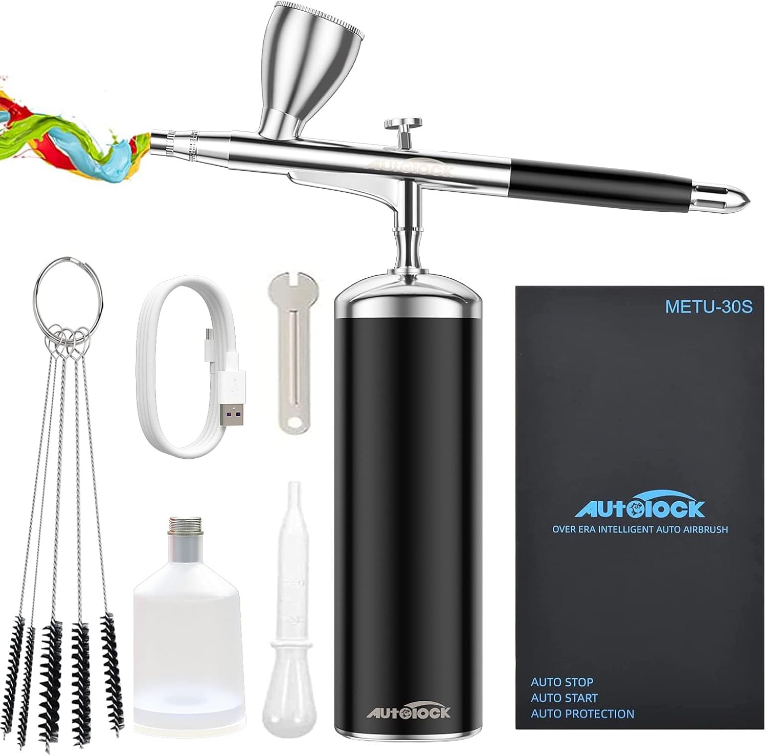 Autolock エアブラシ 充電式エアブラシ ダブルアクション 27psi カップ 7cc cc クリーナー 5本付き 口径0 3mm 小型 オートスイッチ プラモデル ガンプラ 塗装 模型 工具 アート クラフト 補水 保湿美容器 日本語説明書付き ブラック 今だけスーパーセール限定 Autolock エアブラシ 充電式エアブラシ ダブルアクション 27psi カップ 7cc cc クリーナー 5本付き 口径0 3mm 小型 オートスイッチ プラモデル ガンプラ 塗装 模型 工具 アート クラフト 補水 保湿美容器 日本語説明書付き ブラック 今だけスーパーセール限定