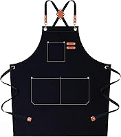 AFUN Chef Apron for Men Women: 12oz Water Repellent Cotton Canvas Cross Back with Oversized Pockets, Black, Adjustable M-XXL