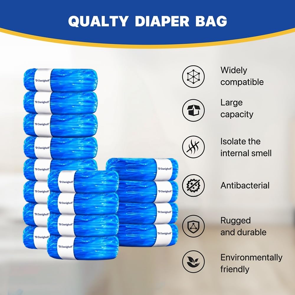 Ricariche per pattumiera per pannolini, sacchetti extra lunghi da 7,5 m, compatibili con bidoni Twist & Click e Sangenic TEC, sacchetti di ricarica multistrato per lo smaltimento dei pannolini (24