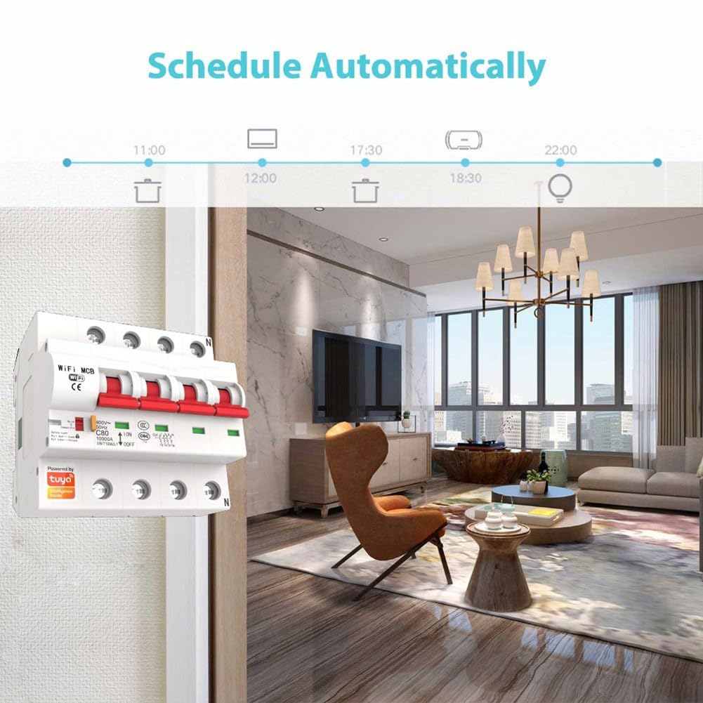 4P 40A Per Tuya 40A WiFi Smart Circuit Breaker Interruttore Automatico Protezione da Sovraccarico