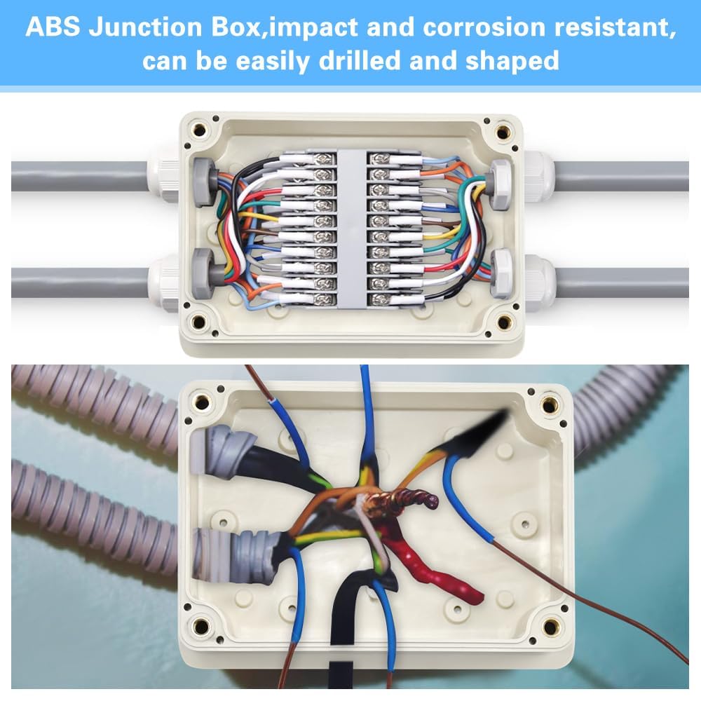 Scatole di progetto elettroniche impermeabili IP66, 1 pezzo Scatola di derivazione elettrica in ABS Scatola di derivazione impermeabile per cavi elettronici interni ed esterni(100x68x50 mm)