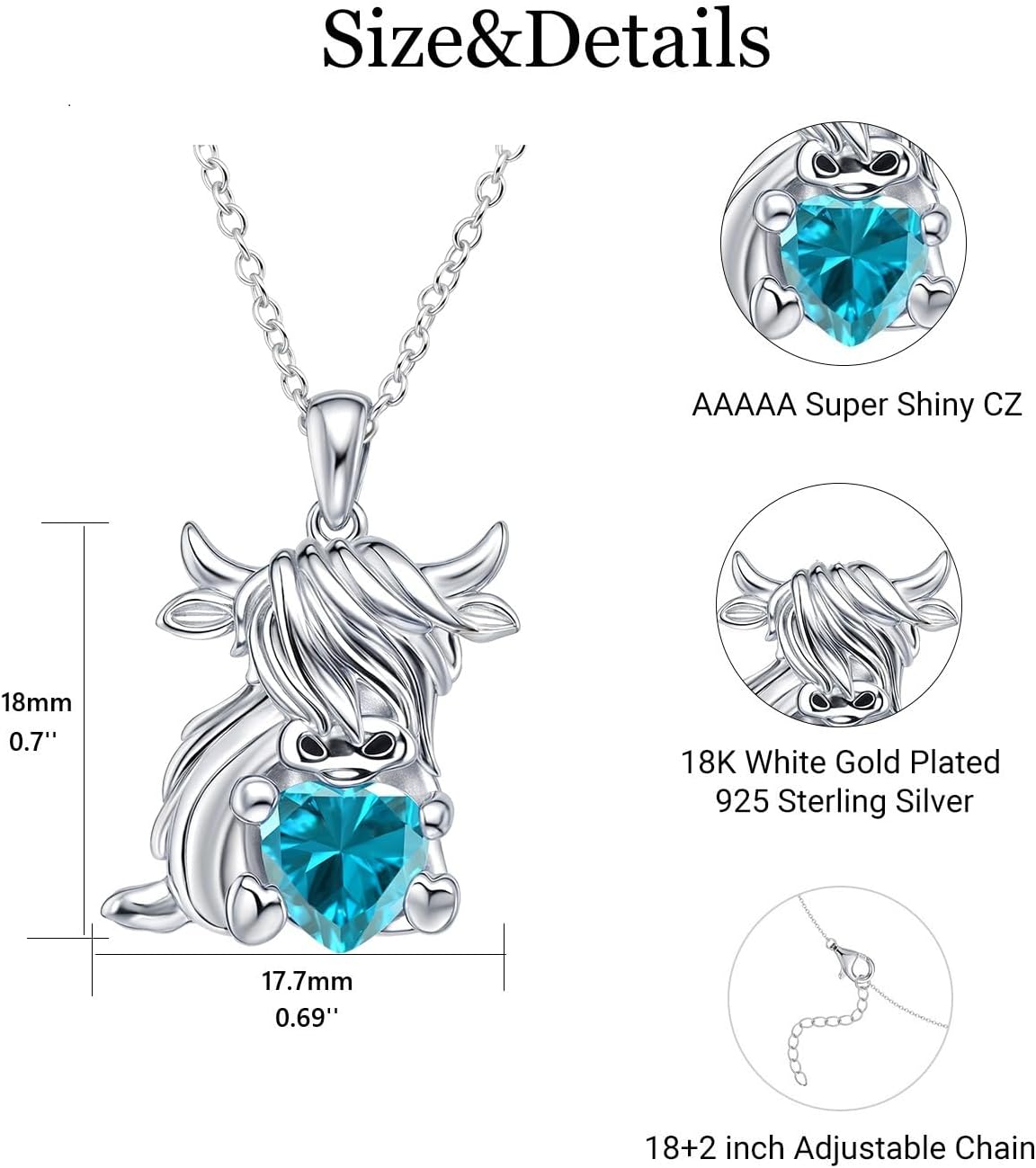 Highland Cow Necklace for Women 925 Sterling Silver Scottish Hyland Cow Pendant Necklace Highland Cow Jewelry Gifts for Women Mother Wife Girlfriend
