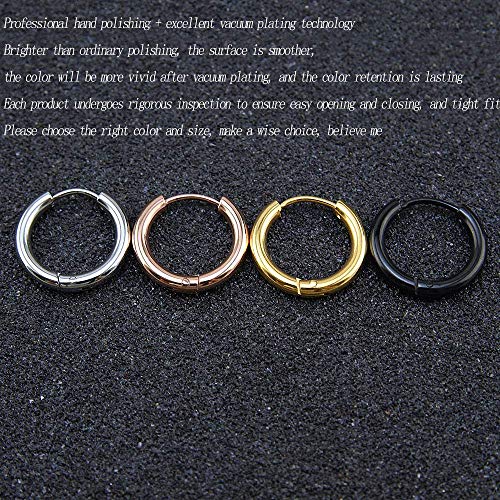 Image of 316L Surgical Stainless Steel Huggie Hoop Earrings 6mm 8mm 10mm 11mm 12mm 14mm Hypoallergenic Earrings Ring Cartilage Helix Lobes Hinge Sleep Earrings for Men Women