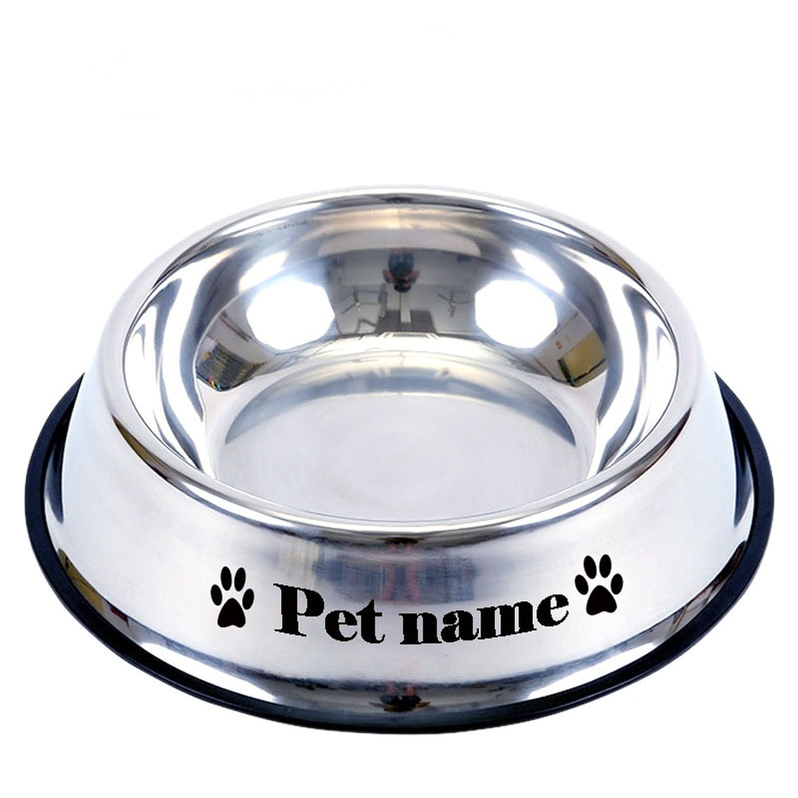 CZD Personalized Dog Bowl With Your Pet's Name - Stainless Steel Food and Water Dish (18cm x13cm, Silver)