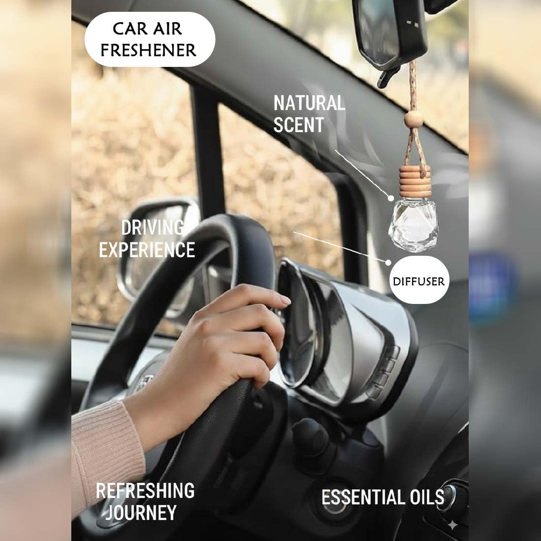 Car Diffuser Bottle,Automotive Use|4 Pack Combo Pack 8ml|Hanging Glass Bottle,Car Interior Accessories|Hanging Diffuser for Home/Office/Suv's 4
