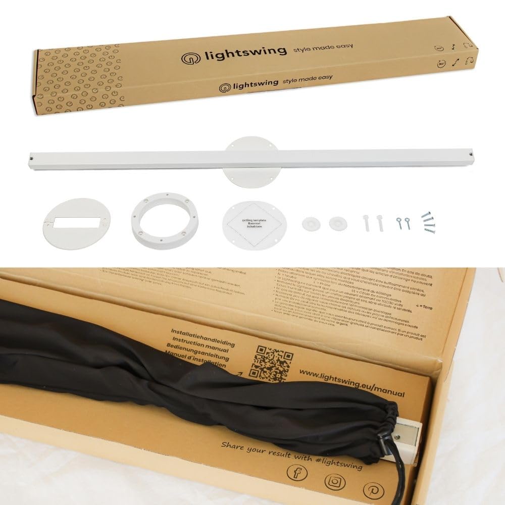 Lightswing® Twin Aufhängesystem für zwei Hängelampen - Matt Weiss - 90 cm - Beweg deine Hängeleuchte Mühelos - Einfache Installation - Hängelampe Esstisch - Pendellampe Verstellbar - Hängeleuchte