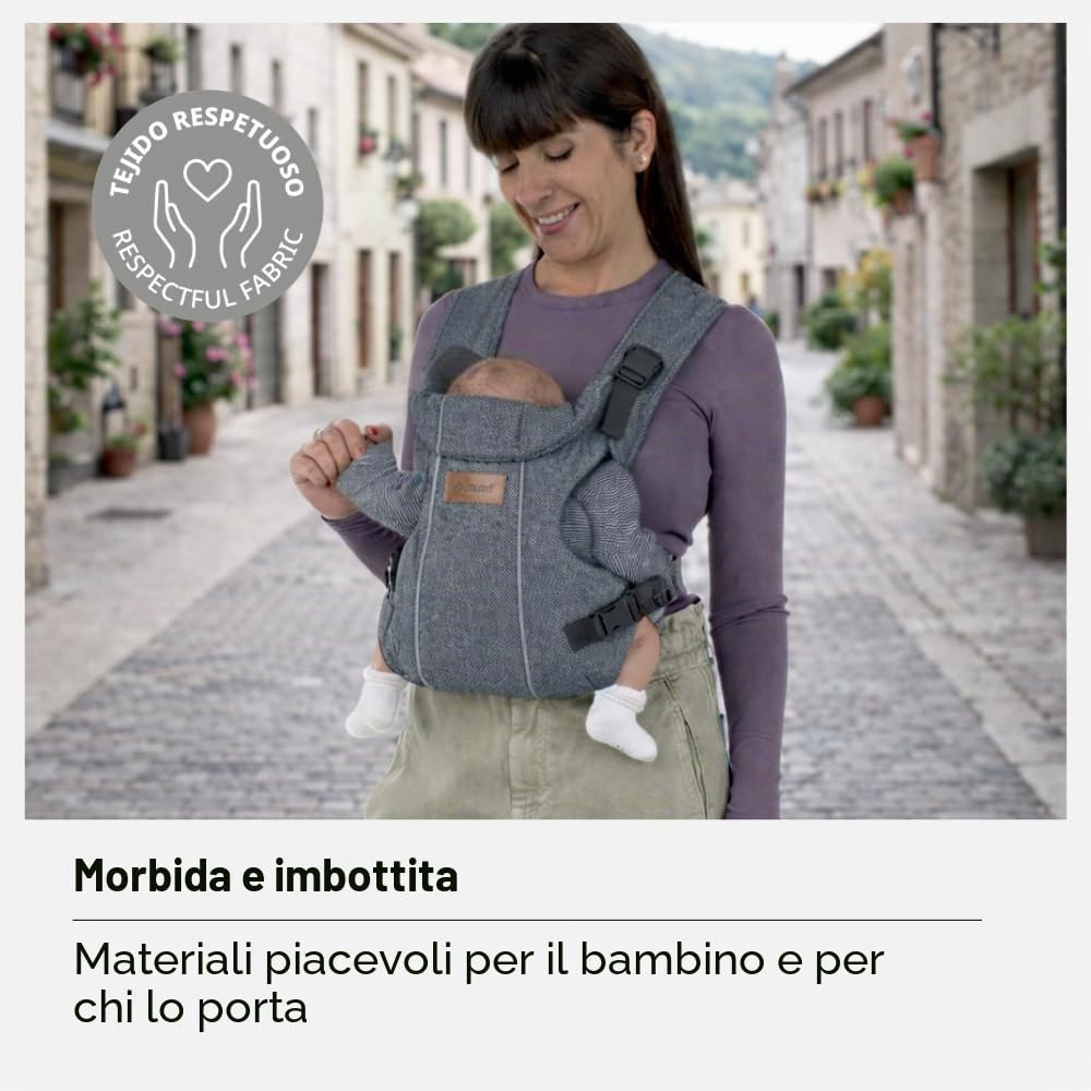 Jané Dual Marsupio Ergonomico Neonato, dalla Nascita (3,5–15 kg), 3 Posizioni, Imbottito e Traspirante, Grigio