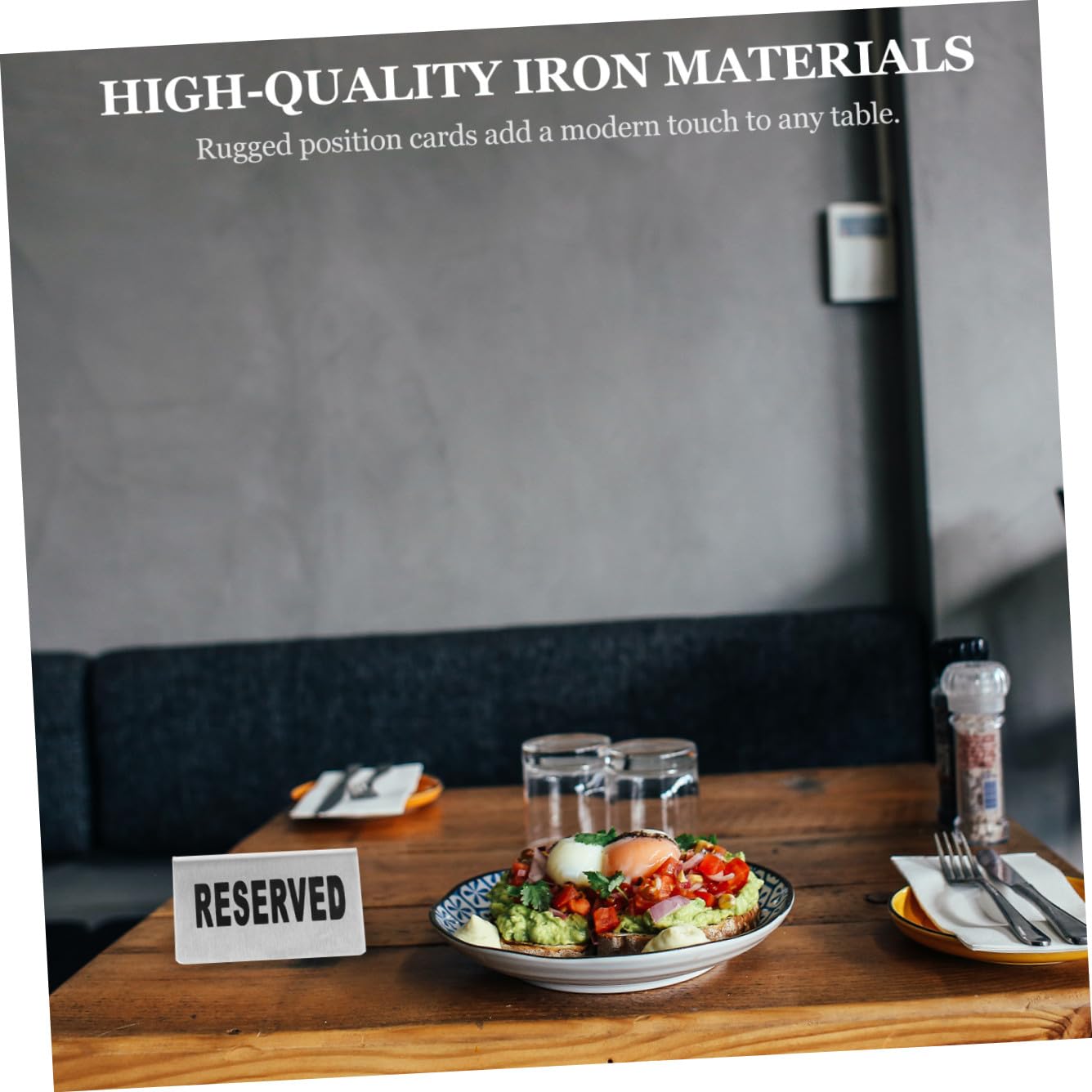 4 Piezas Carteles Metálicos de Acero Inoxidable para Reserva de Mesa de Señalización Doble Cara para Eventos Bodas y Restaurantes Plateado Elegante