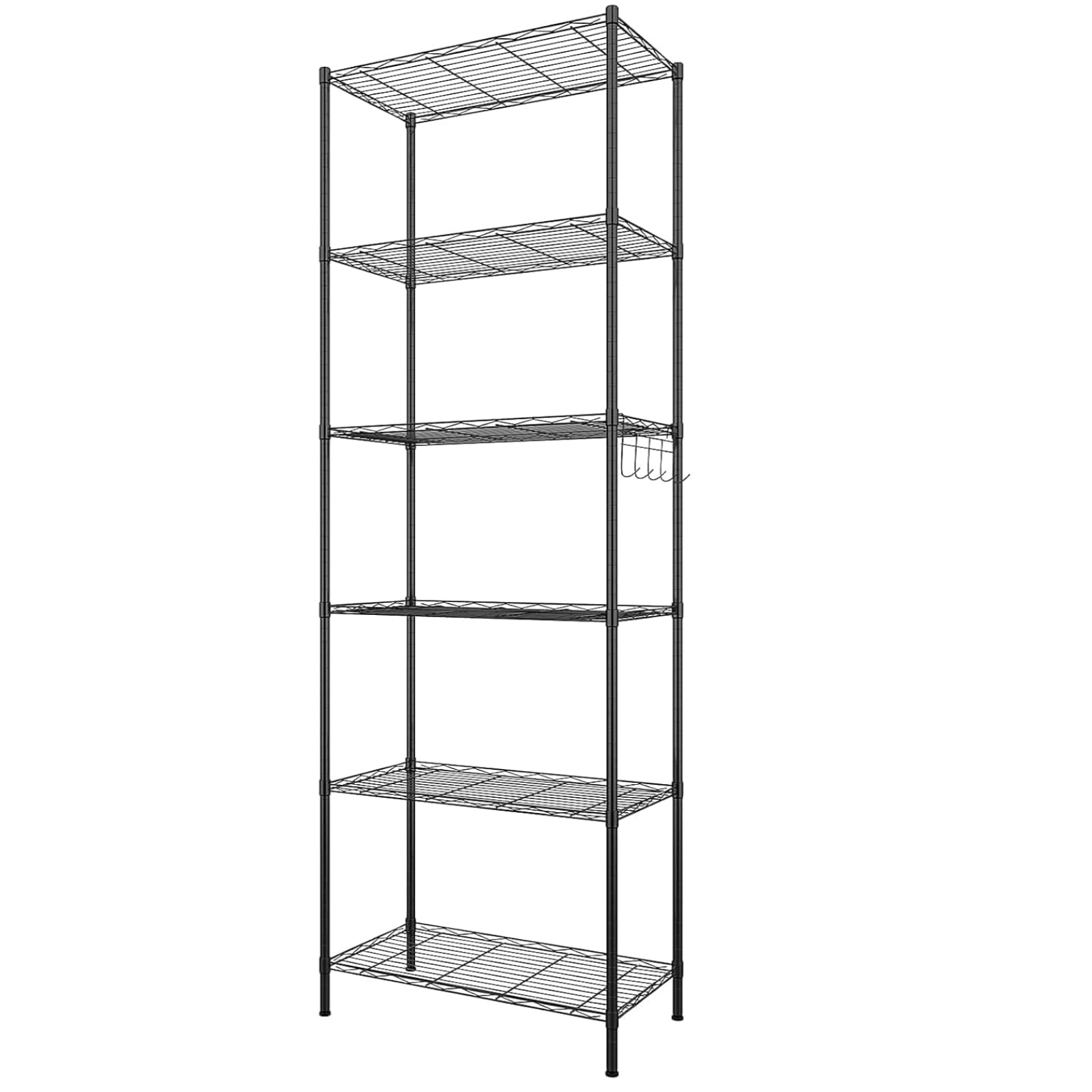 Himimi - Scaffale da cucina, in metallo, con ganci laterali, cromato, 54 x 29 x 160 cm,nero