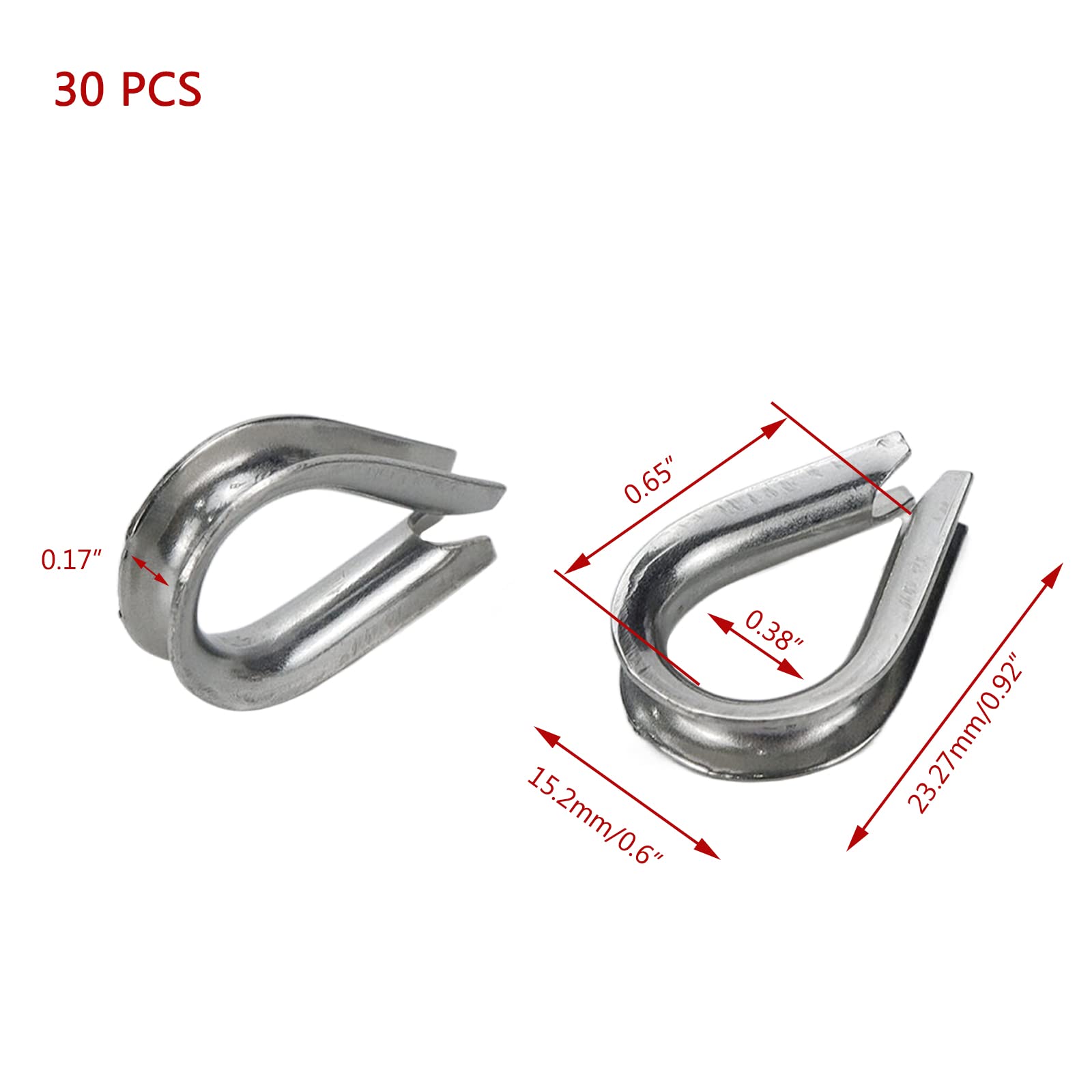 Snapklik.com : 30 PCS M3 Wire Rope Thimbles Stainless Steel Cable ...