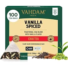 VAHDAM, Vanilla Spiced Chai Tea | 100 Tea Bags | Delicious Blend of Vanilla Masala Chai | Brew Hot, Cold or Iced