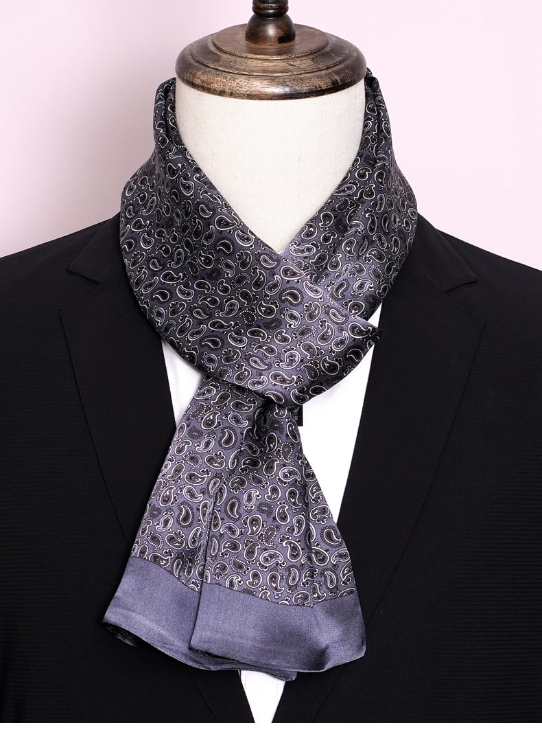 Foulard en Soie Vintage pour Homme, 100% Pure, Motif Classique, Double Couche, imprimé Gentleman
