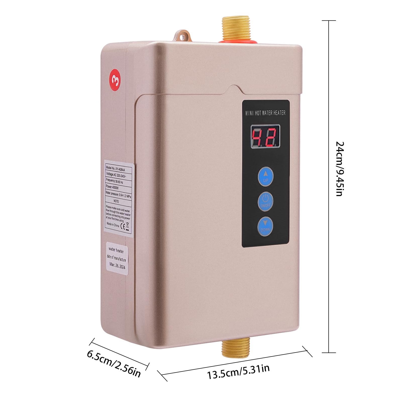 Mini-doorstroomboiler, tank, 220 V, elektrische doorstroomboiler met