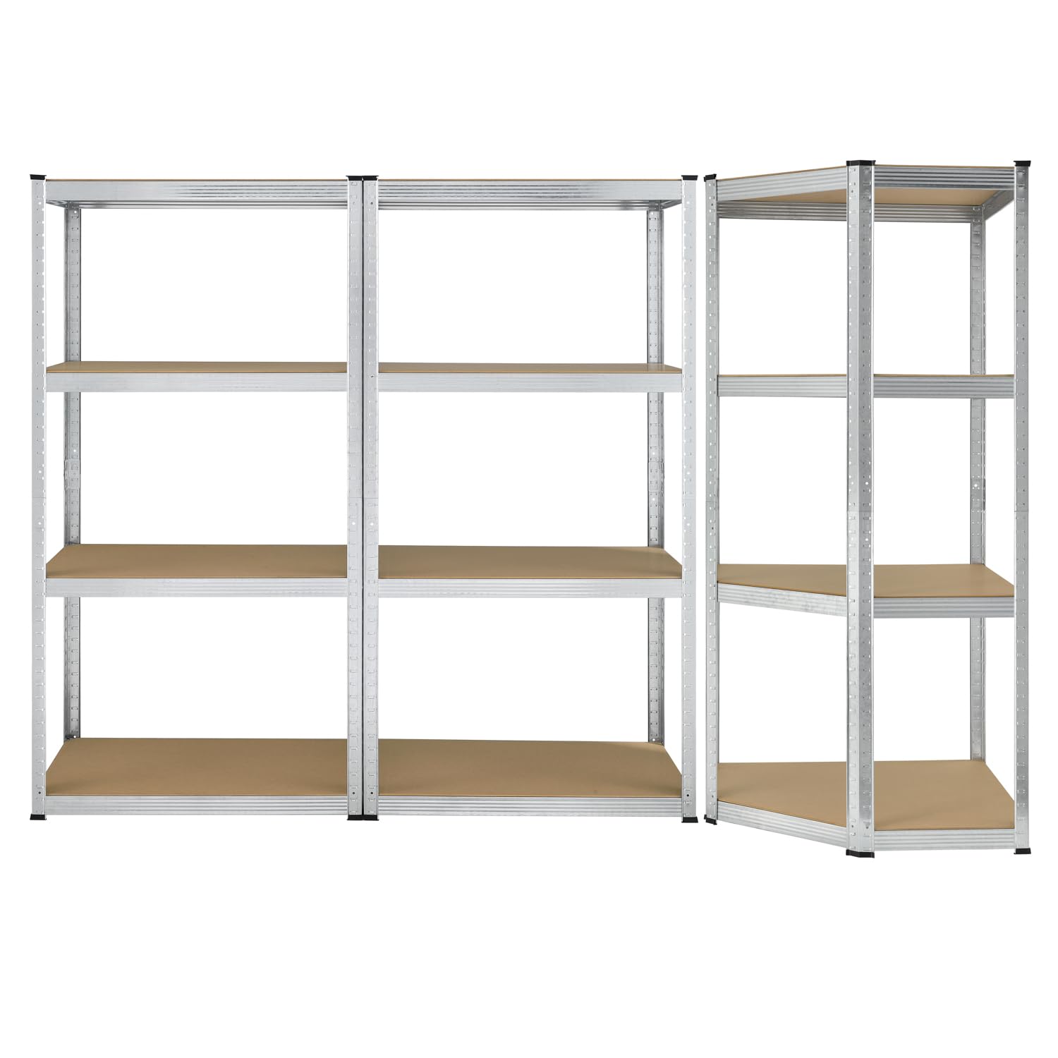 Juskys système de 3 étagères Easy | 1 étagère d'angle et 2 étagères de Stockage | 12 Planches en Bois MDF | 960 kg | Étagère emboîtable pour Charges Lourdes