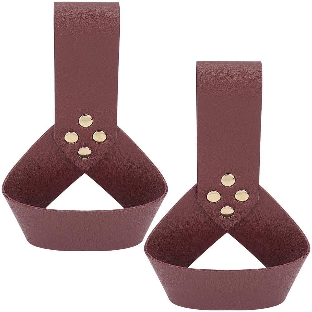 CALFOVERA 2PCS Renaissance Dark Red PU Leather Sword Frog Holster Viking Pirate Scabbard Sheath Medieval Leather Dagger Belt Holder Case for Adult Men LARP Halowwen Cosplay Costume Accessory
