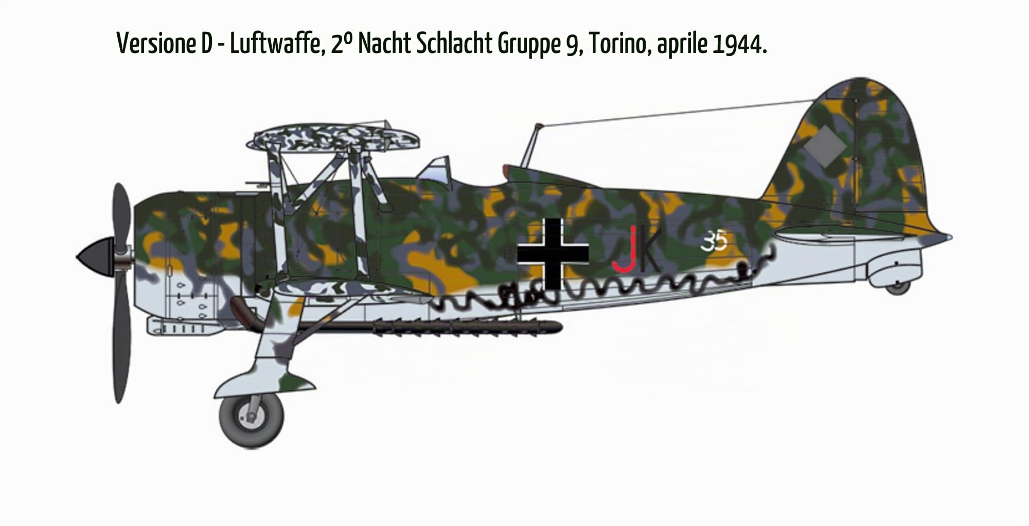 Italeri 2842 FIAT CR.42 Falco Assault/Night Fighter, scala 1:48, Plastic Model Kit/Modello in plastica da montare