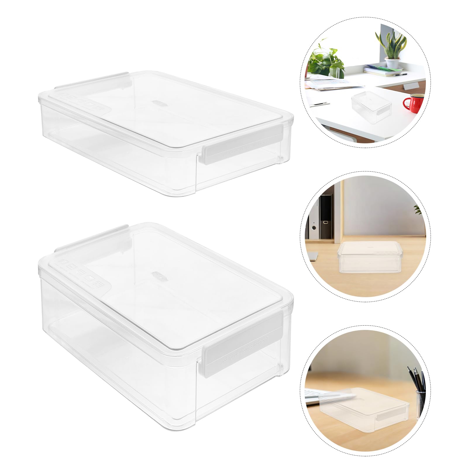 Scatola Porta Documenti Trasparente in Plastica Coperchio, Organizer Portatile Impilabile per Ufficio e Casa, Custodia per Archiviazione File Cartacei e Documenti Importanti, Set
