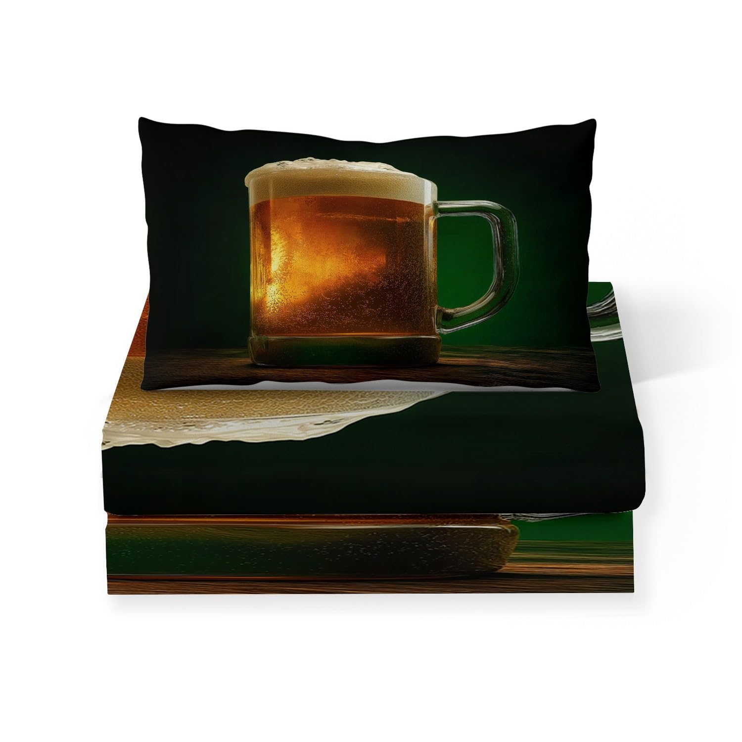 Delicato Bicchiere Di Vino Birra Lenzuola con Angoli Lussuose, Verde Lenzuolo con Angoli per Bambino e Adulto, 200 x 200 cm Profondità 30 cm, Lenzuola Resistenti allo Sbiadimento
