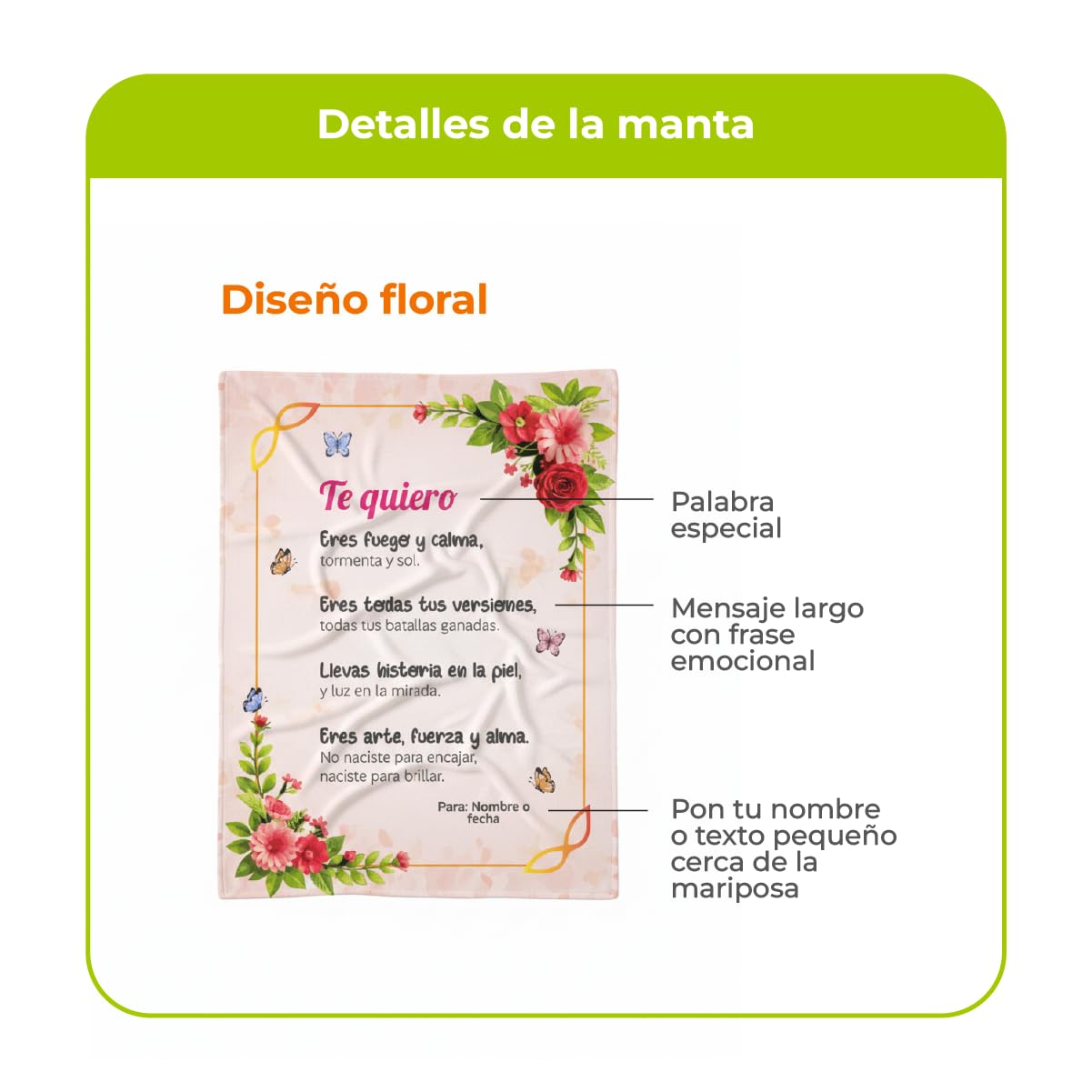 Manta Personalizada con Frases y Nombre (Modelo 2, 150X230)