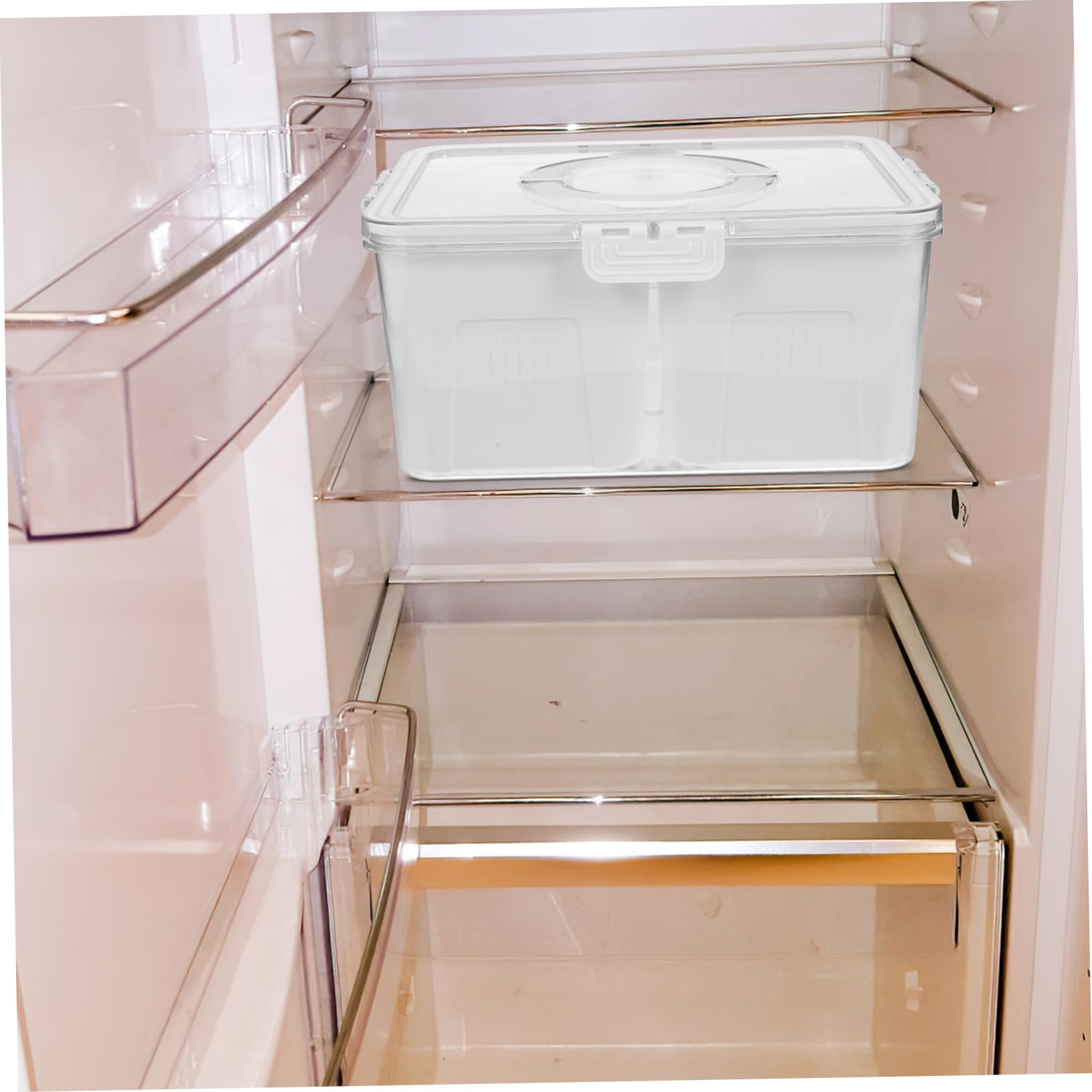 Frischeboxen für Lebensmittel mit Mehrkammer Design aus Kunststoff | Durchsichtige Lebensmittelbehälter, für Kühlschrankorganisation und Aufbewahrung von Teig und Fleisch
