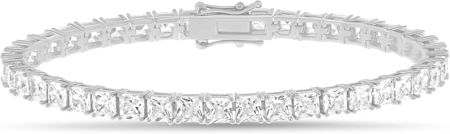 19 Cttw Princess Cut Cubic Zirconia Tennis Bracelet for Women