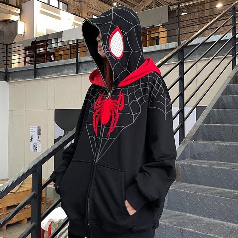 Men’s Spider Hoodies Unisex Oversize Goth Jacket Y2K Punk Streetwear Zip Up Hoodie Spider caps - Image 3