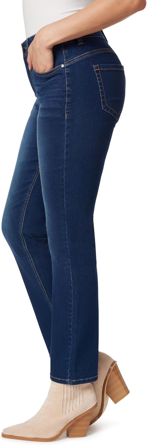 Angels Forever Young Womens 360 Sculpt Mid-Rise Straight Ankle Jeans - Image 3