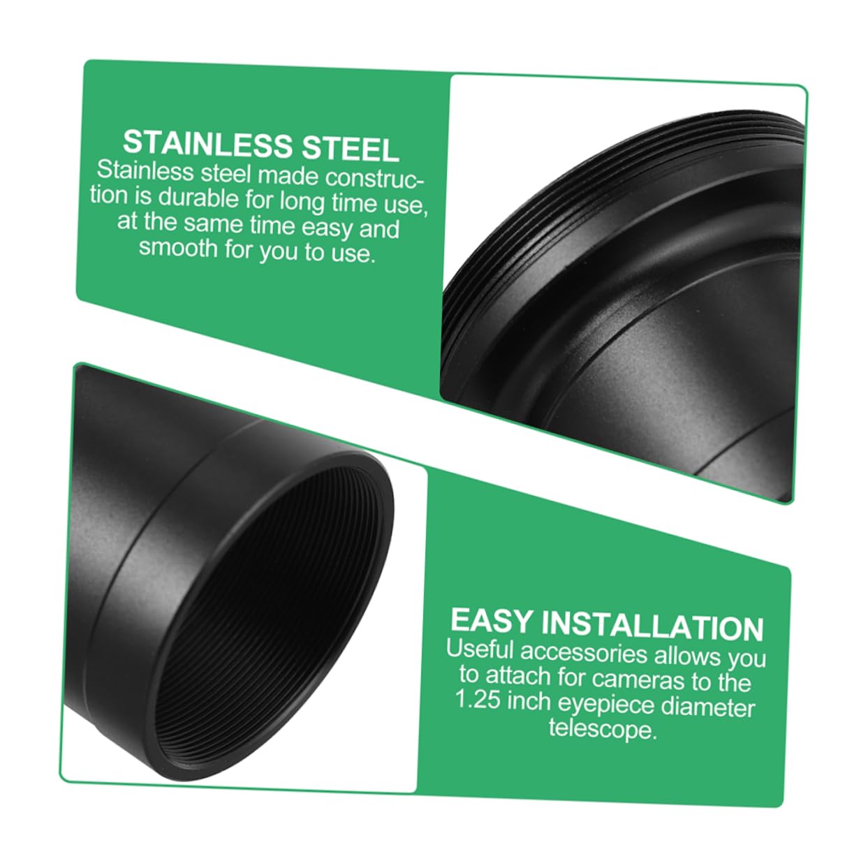 BELLIFFY 2pcs Telescope Adapter SLR Adapter Telescope Mount Adapter Adapters Telescopio Stainless Steel Telescope t Adapter Metal Eyepiece Holder Metal Telescope t Adapter Black