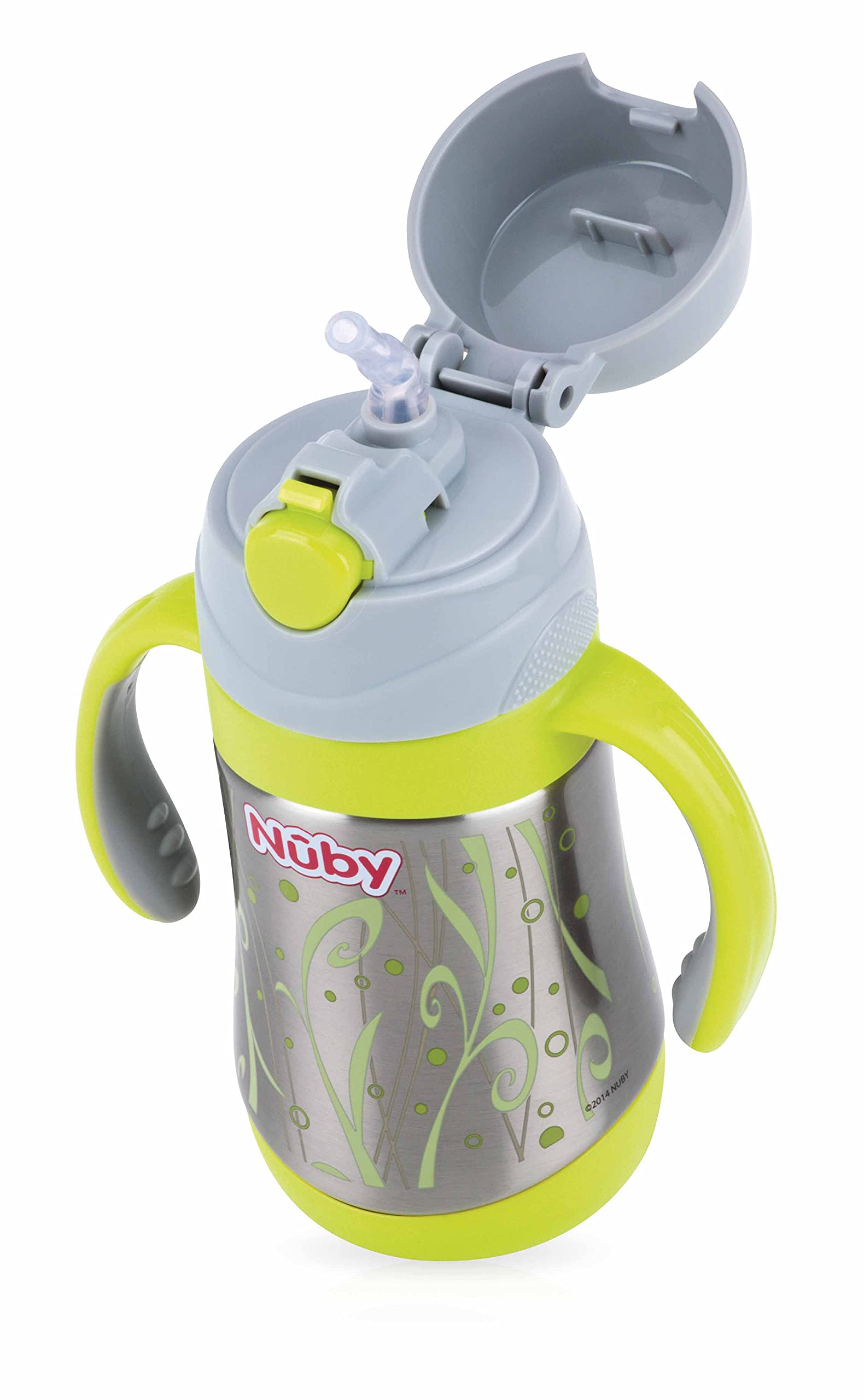 Nûby Thermos Gourde Acier Inoxydable 220ml Avec Anses Et Bec Souple Anti-Goutte - 6m+