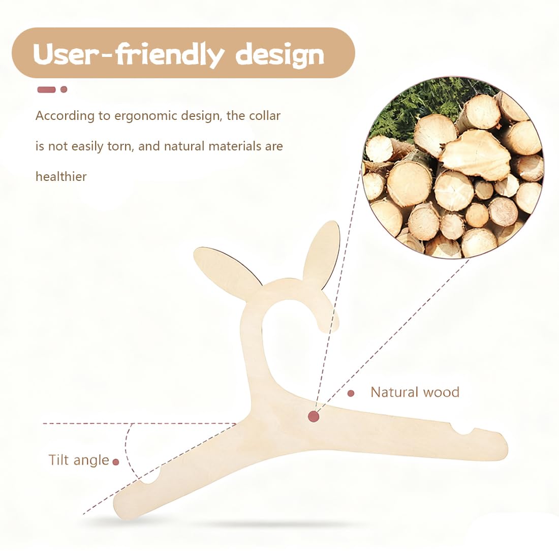 15 Pezzi Appendini in Legno per Bambini, Gruccia Neonato Legno, design a scanalature, per Unisex Bambino Neonati Regalo, per decorare e appendere i vestiti (15,5 x 22,7 cm)