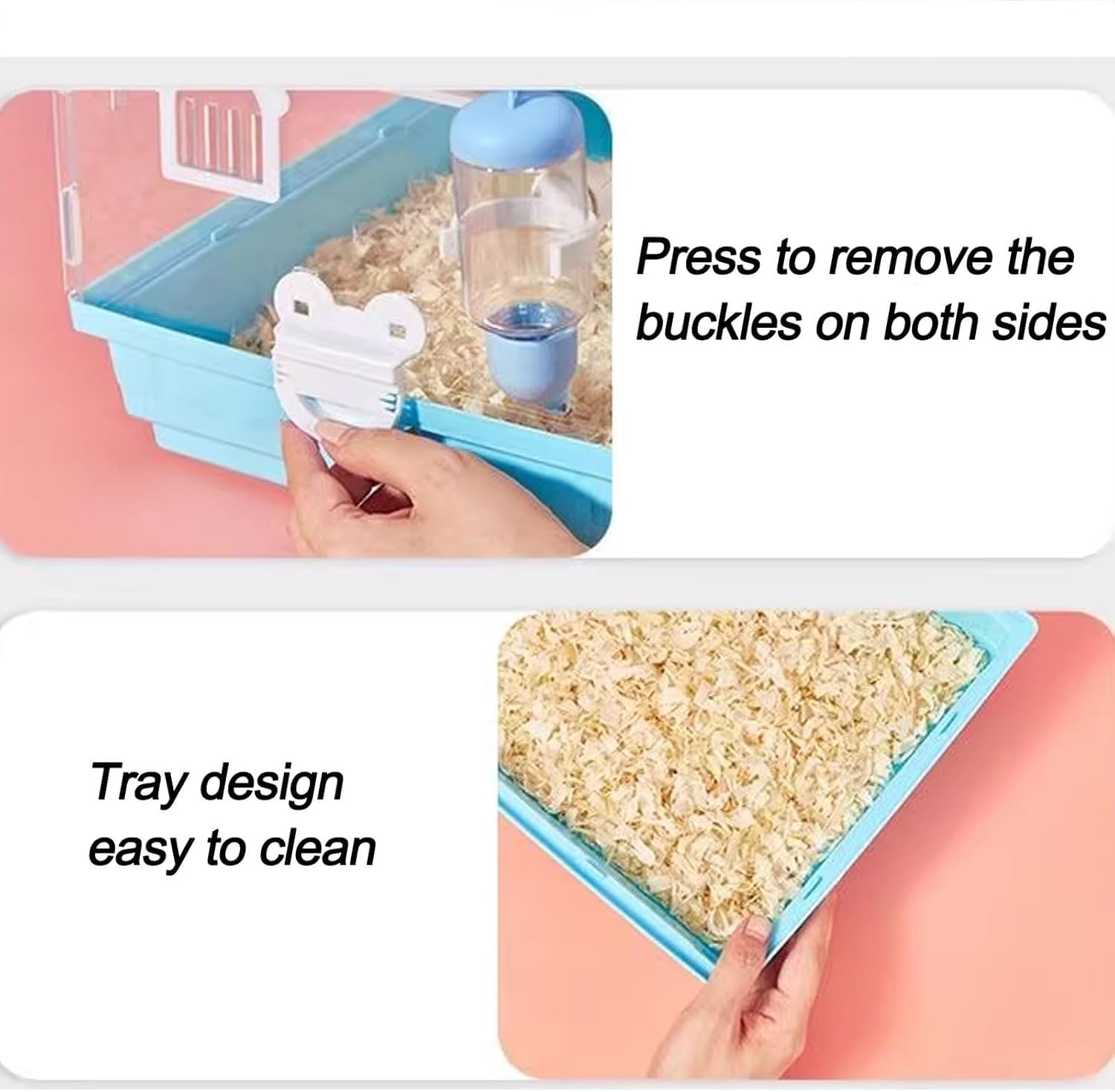 Hamsterkäfige und Lebensräume, Meerschweinchenkäfig für drinnen und draußen, mit Wasserkocher, Futternapf, Zwei Schichten, DREI Schichten optional, Hamsterkäfig, rosa, 2 Schichten b
