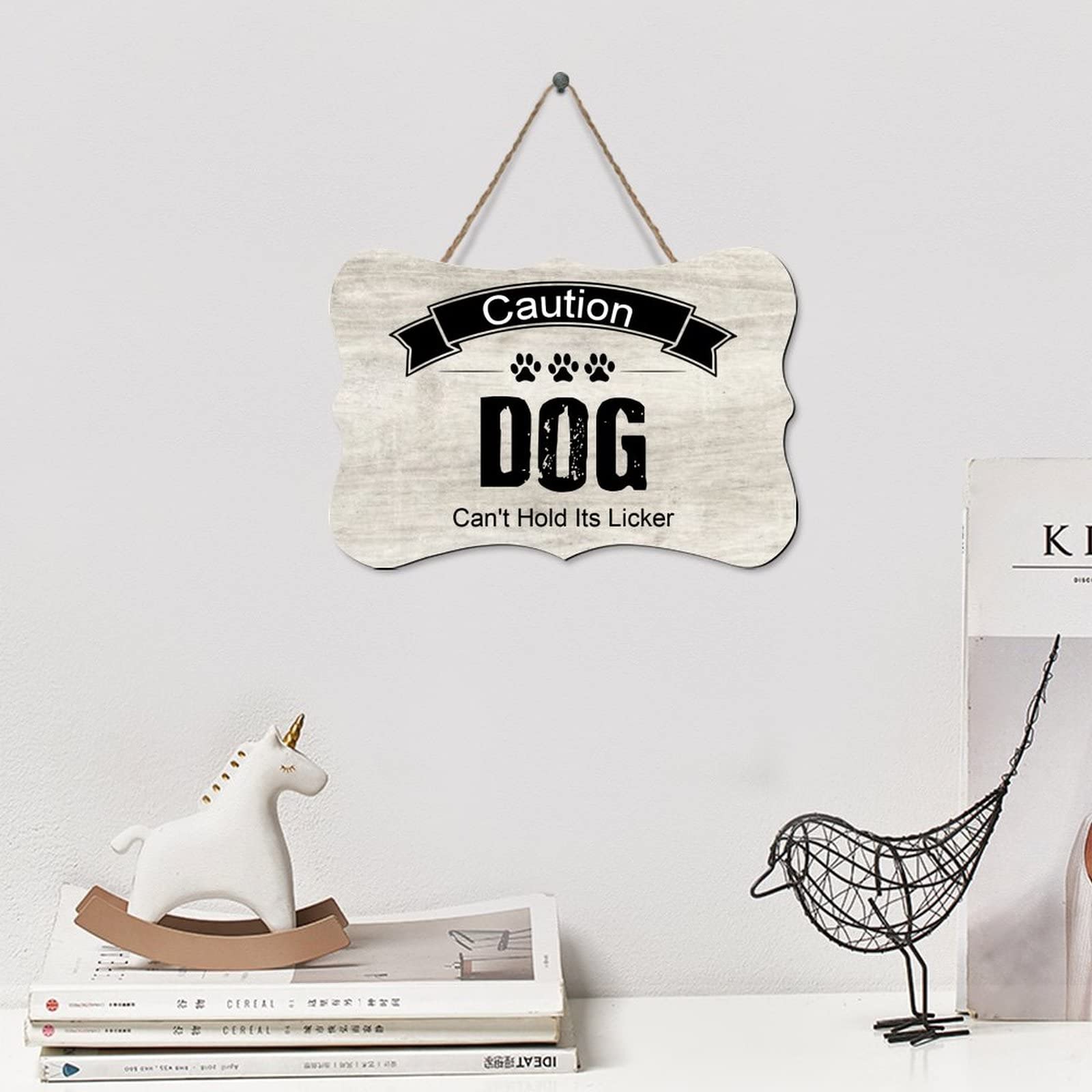 NABRAND Targa in legno rustica con scritta Dogs Welcome People Tolerated Wall Décor Wooden Sign 20 x 25 cm per gli amanti degli animali domestici, decorazione per la casa e l'ufficio