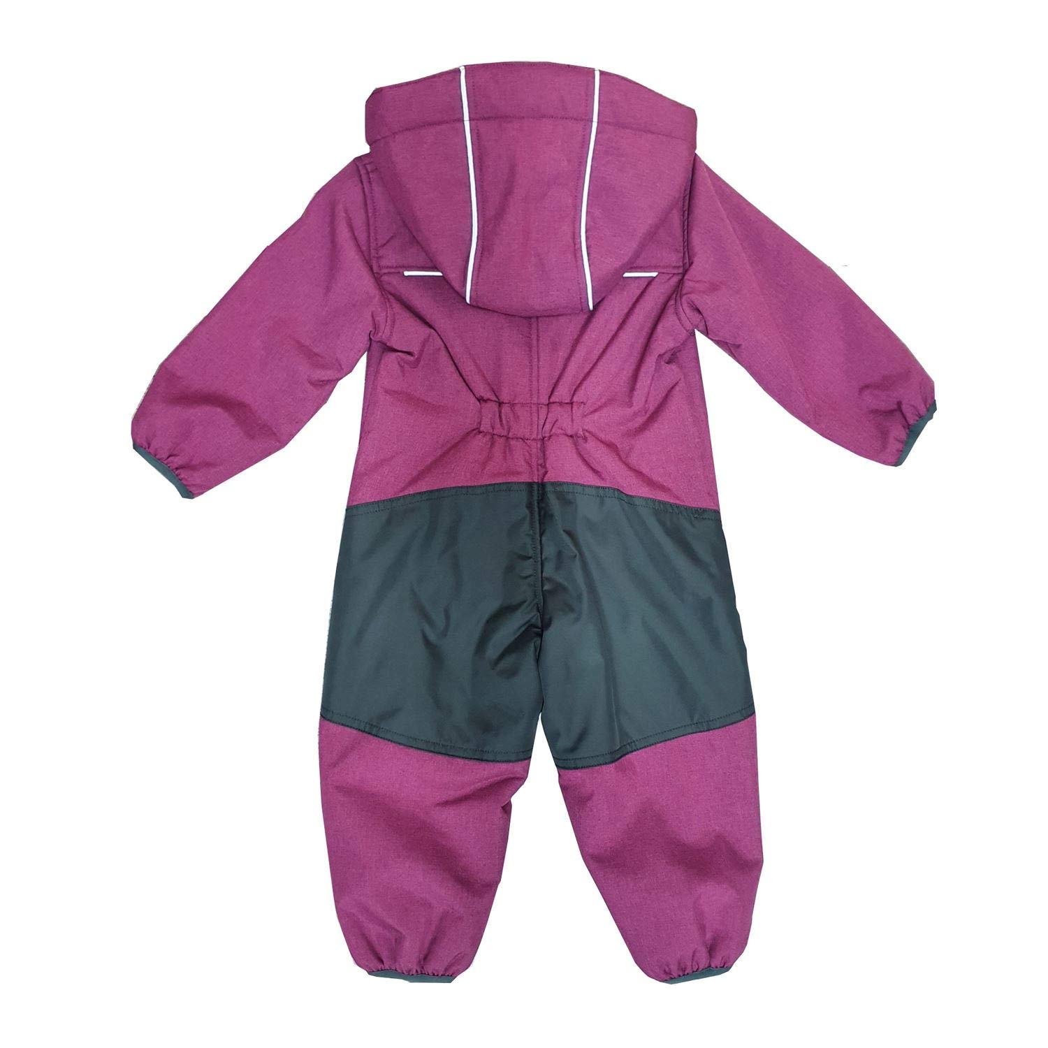 Outburst - Baby Kinder Mädchen Softshell-Overall Schneeanzug gefüttert wasserdicht 10.000 mm Wassersäule atmungsaktiv Winddicht, Berry Mel. - 1414403167