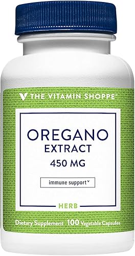 The Vitamin Shoppe Extracto de orégano de 450 mg, suplemento herbario que apoya la salud inmune (100 cápsulas)