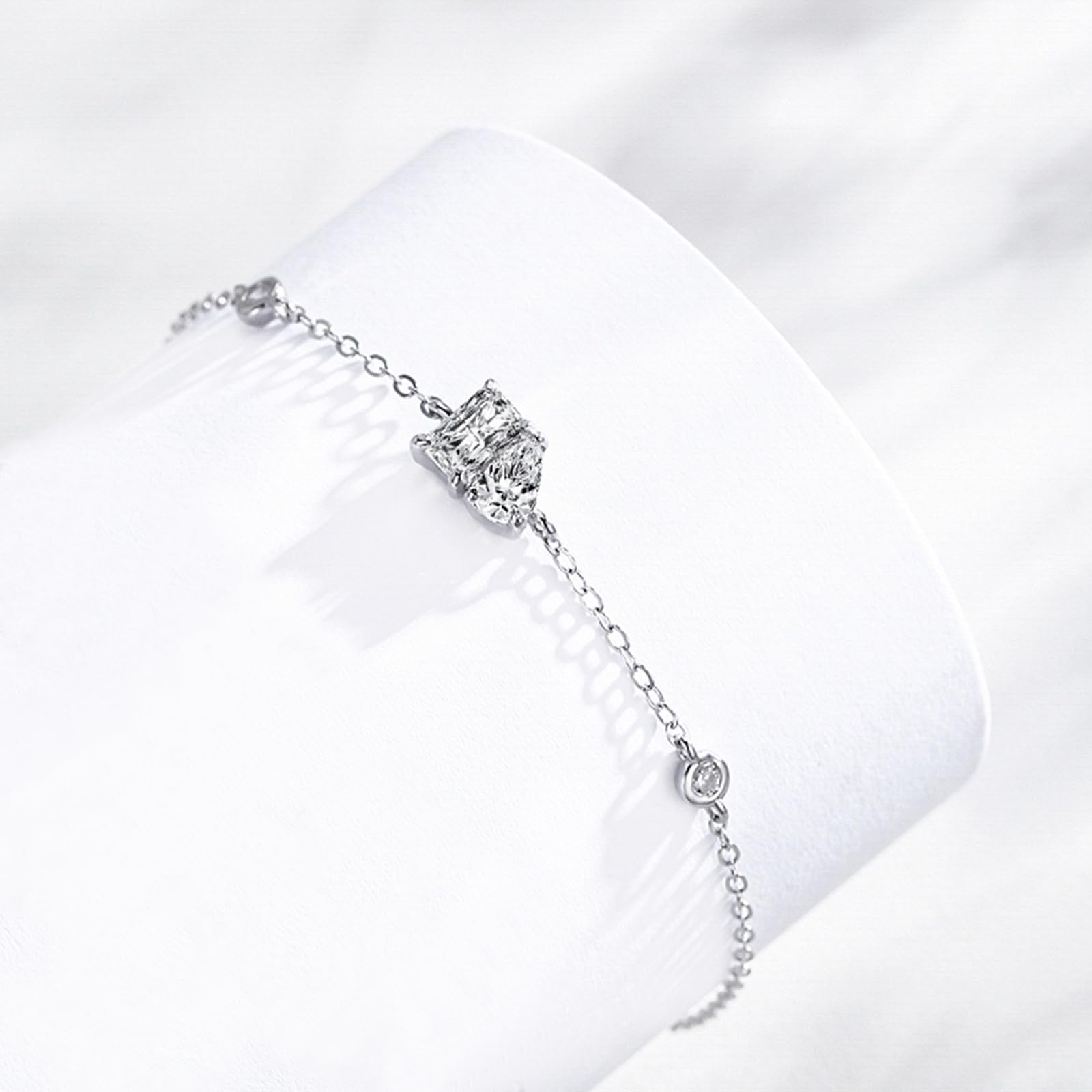Bransoletka damska w kolorze różowego złota, 0,4 ct, diament laboratoryjny, geometryczna bransoletka, łańcuszek dla Ciebie, złota
