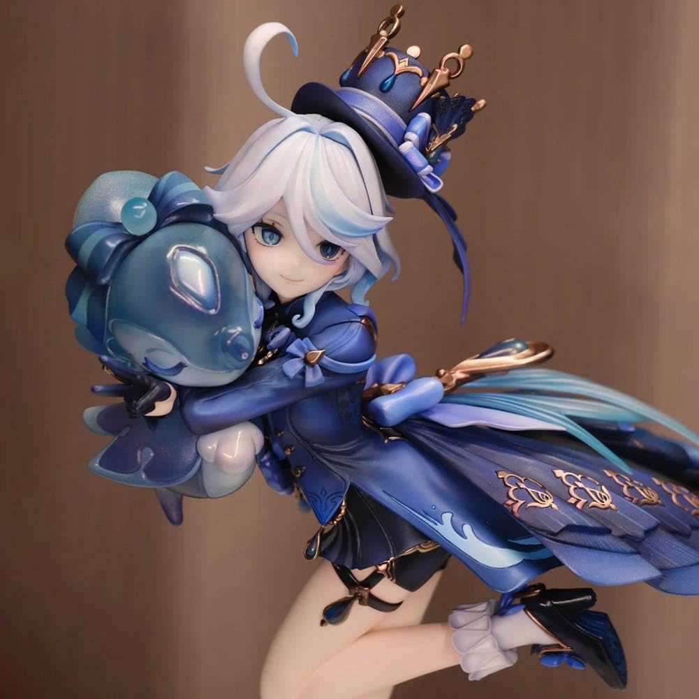 Zhongkaihua Furina Figura 23 cm Furina Action Figure Blue Outfit Ver PVC Anime Statue Game Personaggio da Collezione con Parti di Scambia il Viso per Scrivania Mensola Display Regalo