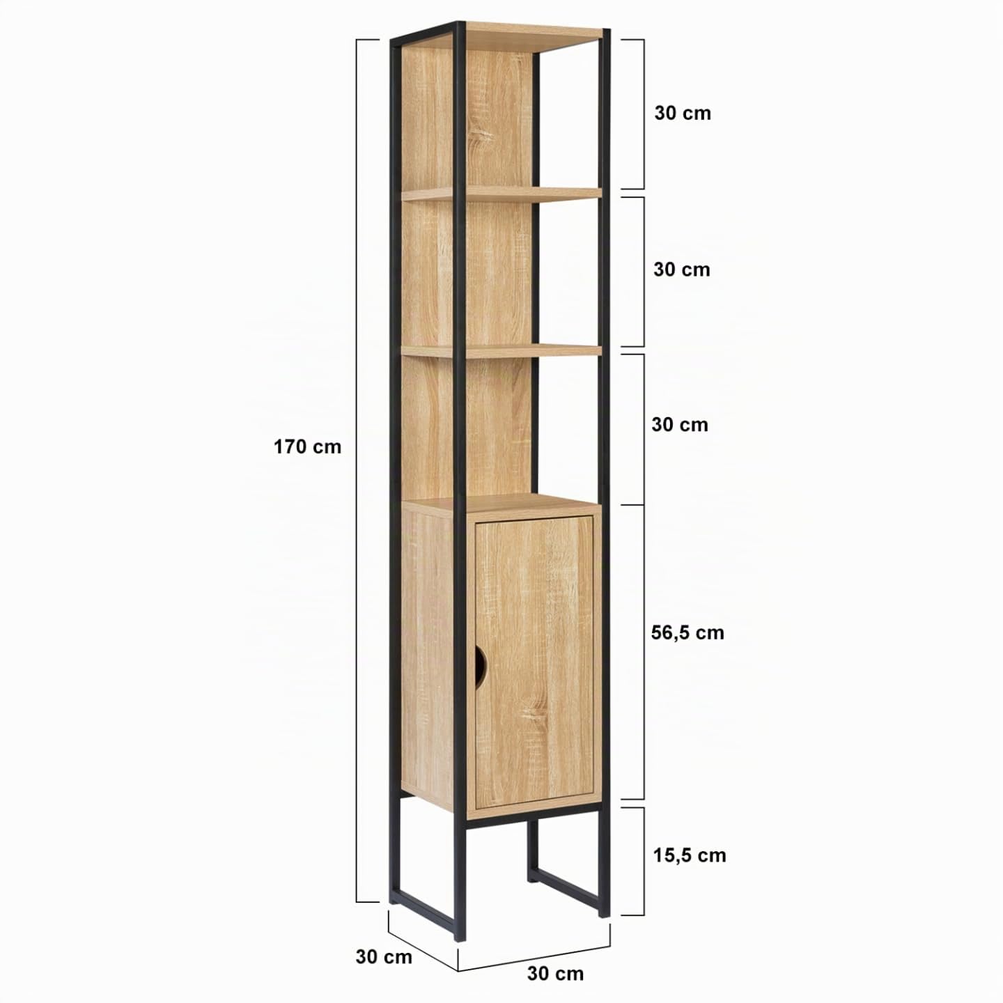 IDMarket - Mueble columna baño Detroit 1 puerta diseño industrial