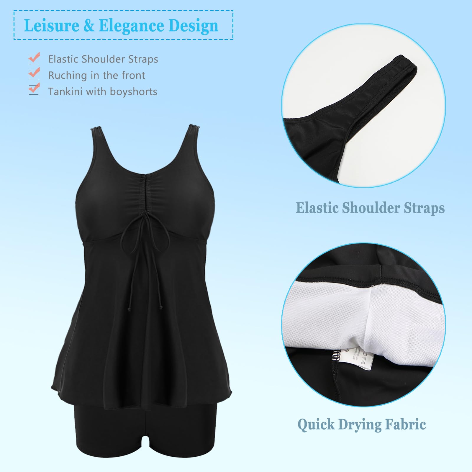Traje de Baño Mujer Push Up 2 Piezas Tankini Reductor Barriga Top y Short Vacaciones Playa