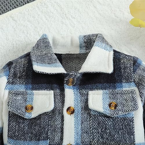 Boys Girls Plaid Shirt Jacket Long Sleeve Lapel Button Down Shirt Top Outwear Clothes4