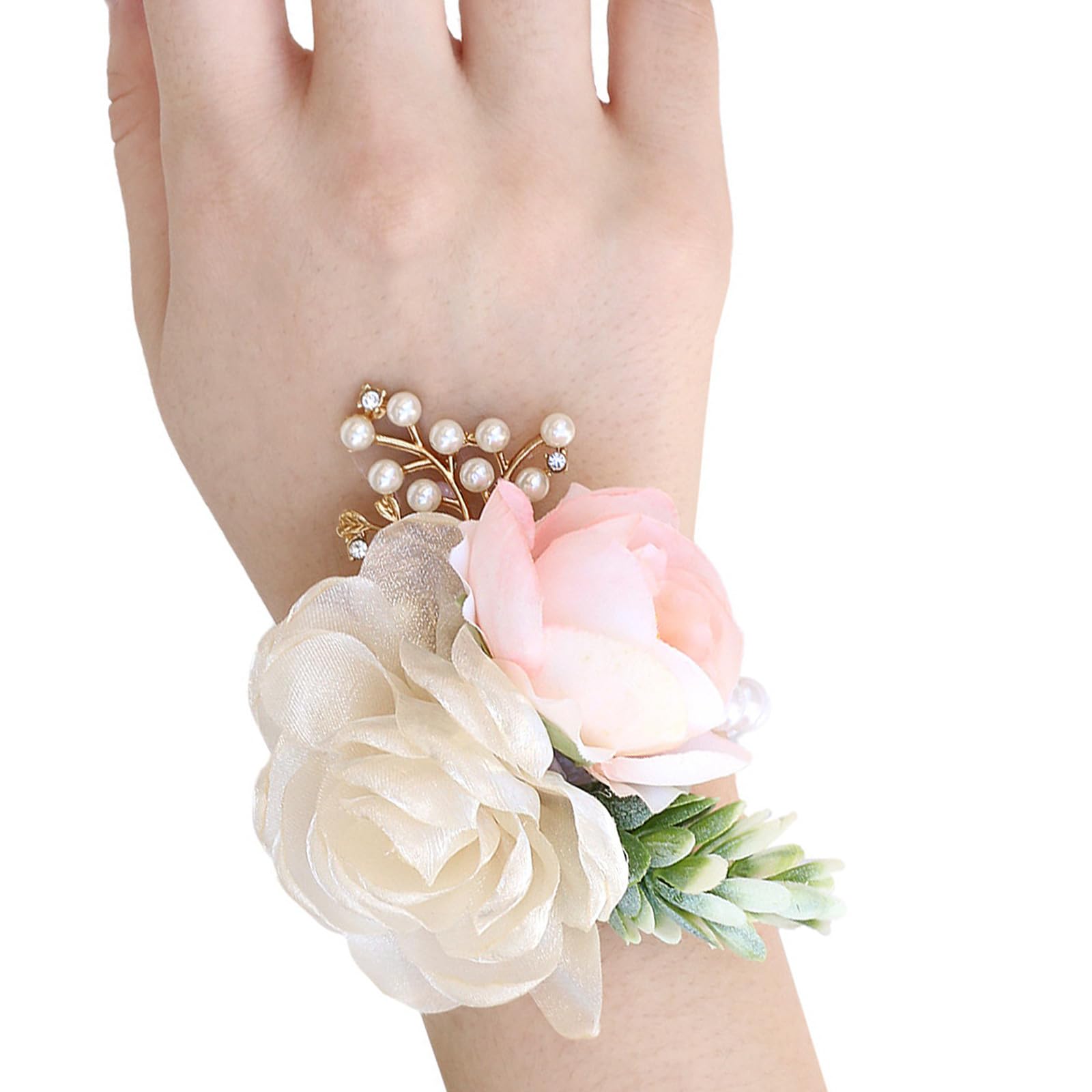 Artificial Flower Design Boutonniere and Wristlet Set Bridesmaid Groom Formal Outfit Wedding Corsage Wristlet Silk Floral Bridal Party Accessories Boutonniere Artificial Flower Bride Prom