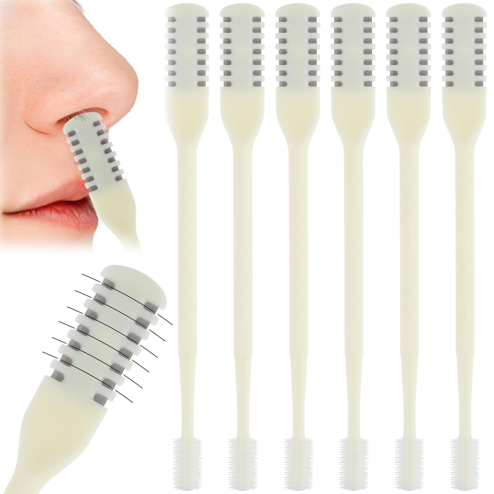 2-in-1 Nose Hair Trimmer 6 Pcs Double Sided Nose Hair Knife Nose Manual Nasal Hair Cutter with Ear