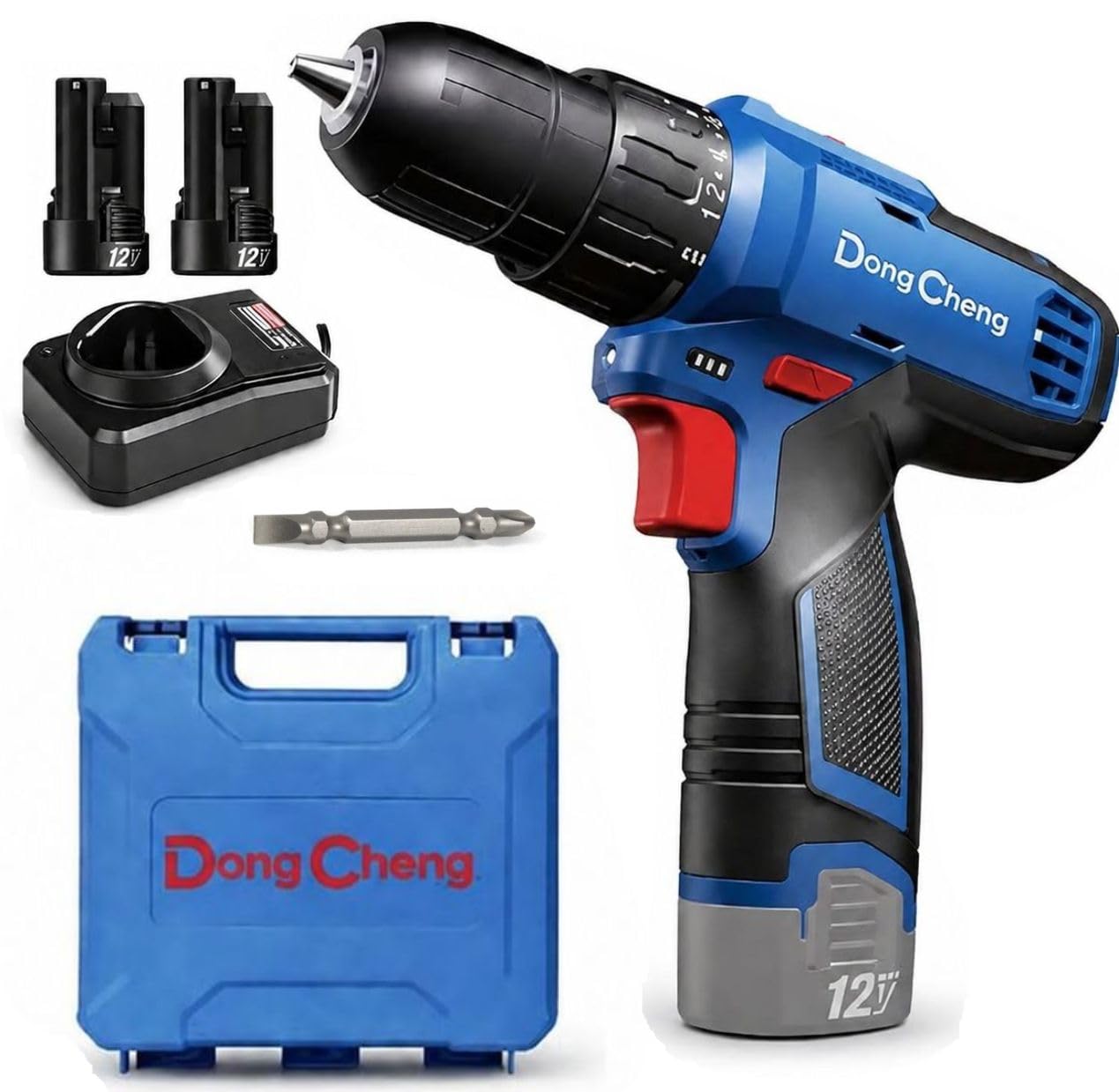 DongCheng 12V Cordless Drill Machine Kit with Battery, Charger & Carry Case, Rechargeable Power Drill for Wood, Metal & Home Repair Work-image-18